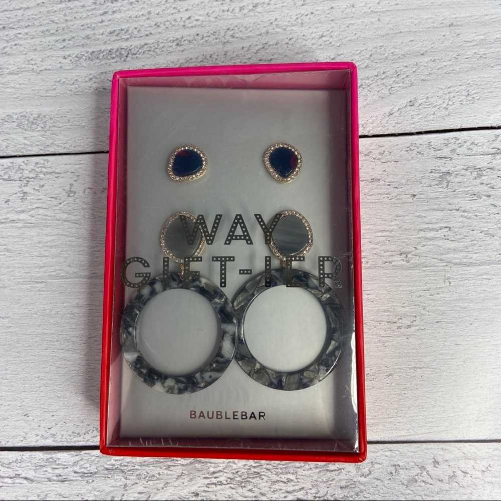 SALE **5 for $25** BaubleBar Two Piece Earring Set Gray Blue